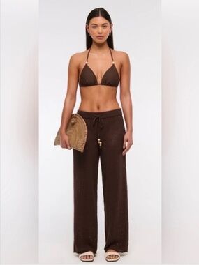 Abercrombie & Fitch Women's Mid Rise Crochet-Style Coverup Pants